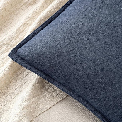 MIULEE Decorative Linen Pillow Covers 20x20 Inch Indigo Blue | Boho Farmhouse​ - Image 2