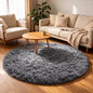 Grey Round Area Rugs 5ft, Fluffy Plush Shaggy Carpet by ONASAR