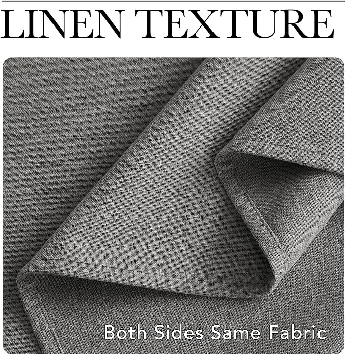 NICETOWN Grey Faux Linen Full Shade Panels - Image 3