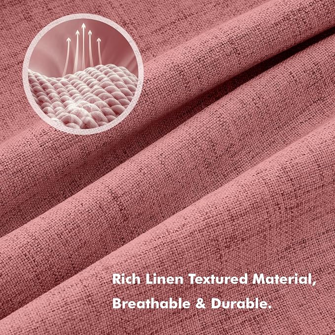 MIULEE 100% Blackout Linen Curtains 42 x 90 Inch Dusty Rose Pink 2 Panels | - Image 3