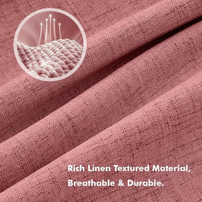 MIULEE 100% Blackout Linen Curtains 42 x 84 Inch Dusty Rose Pink 2 Panels | - Image 3