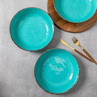 LEHAHA Melamine Pasta Bowl, 9.25 inch Large Wide and Shallow Bowls Set of 6, 42 OZ Unbreakable 100% Melamine Serving Bowls Set for Dinner, Noodle,Ramen,Salad, Fruit Bowl. Dishwasher Safe, Teal…
