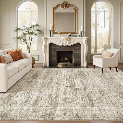 Soalmost 6x9 Area Rug for Living Room Washable Rugs Non-Slip Brown | Low-Pile by Soalmost