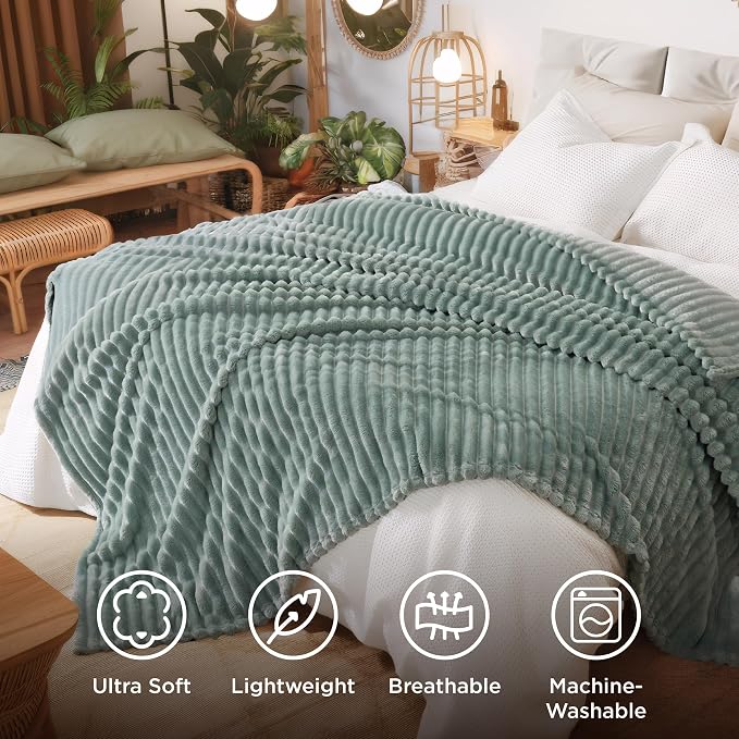 Bedsure Soft Cal Size Blanket for Bed Sage Green 102"x96" | Birthday Gifts for - Image 5