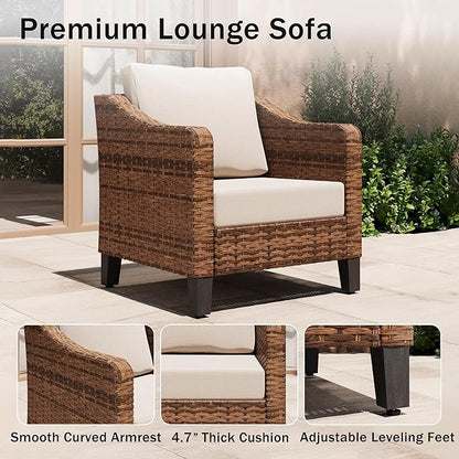 4-Piece Patio Conversation Sets, Outdoor Sectional Sofa 2-Tier Coffee Table - Image 4