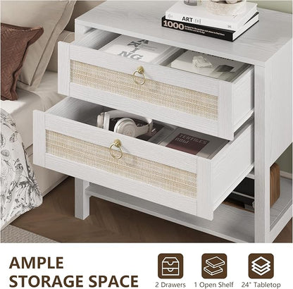 Xixini Nightstand wih 2 Drawers & Open Shelf, Small Mid Century Modern Night - Image 7