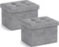 Ornavo Home Small Storage Ottoman, Foldable Collapsible Rectangle Linen Ottoman by OrnavoHome