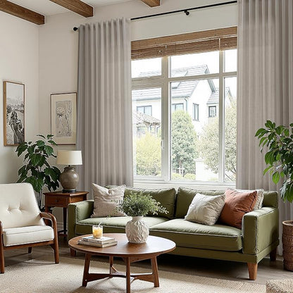 Grey Beige Linen Curtains 96 Inches Long - Image 8