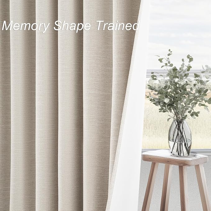 Topfinel Linen Beige Blackout Curtains 84 Inch Long 2 Panels, Linen Blend - Image 3