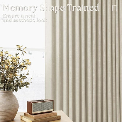 60 Inch Width 90 Inches Long Linen Pinch Pleated Curtains 1 Panel | Light - Image 2