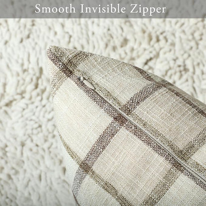 Stellhome Pack of 2 Fall Lumbar Linen Buffalo Check Throw Pillow Covers Autumn - Image 3