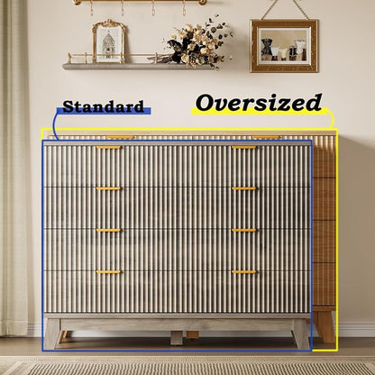 BORNOON Fluted 8 Drawer Tall Dresser, 47.2" Wide Modern Boho Chest of Drawers - Image 3