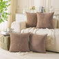 Set of 4 Light Brown Decorative Throw Pillow Covers 26x26 Inch Corduroy Pillow by Cozoomy