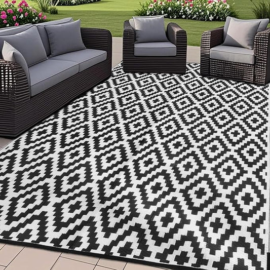 SAND MINE Waterproof Outdoor Rug 8x10 ft, Plastic Reversible Rug, Modern Area by SANDMIND