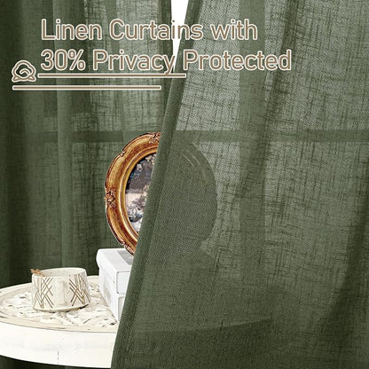 54 Inch Sheer Linen Curtains for Windows 2 Panels Set, Bronze Grommet Light - Image 5