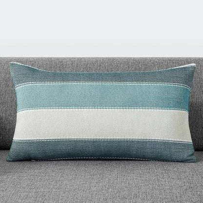 AmHoo Pack of 2 Farmhouse Stripe Check Throw Pillow Covers Set Case Cotton - Image 2