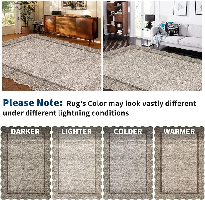 GarveeHome Scalloped Washable Non-Slip Soft Round Rug 4 ft - Image 9