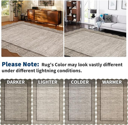 GarveeHome Scalloped Washable Non-Slip Soft Round Rug 4 ft - Image 9