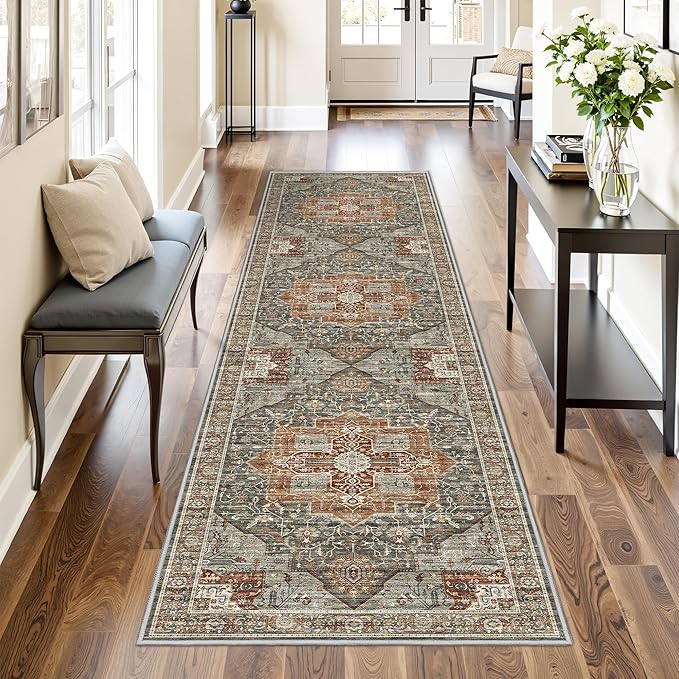 Runner Rug 2x8 Runners for Hallways Washable Rugs, Non Slip Low Pile Soft by Restydon