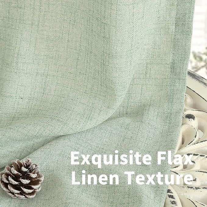 YoungsTex Sage Green Linen Curtains 80 Inches Long - Image 8