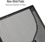 Mind Reader Countertop Organizer, 3-Tier Desktop Storage Rack, Office Breakroom Supply Caddy, Metal Mesh, Black