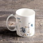 Maison d' Hermine Coffee Mug with Handles Fine Bone China Mugs Pack of One Tea Cups for Hot Beverages Cappuccino Latte Home Restaurant Office Perfect for Gift (Ice Florals - Forsty Morning, 15 Ounce)