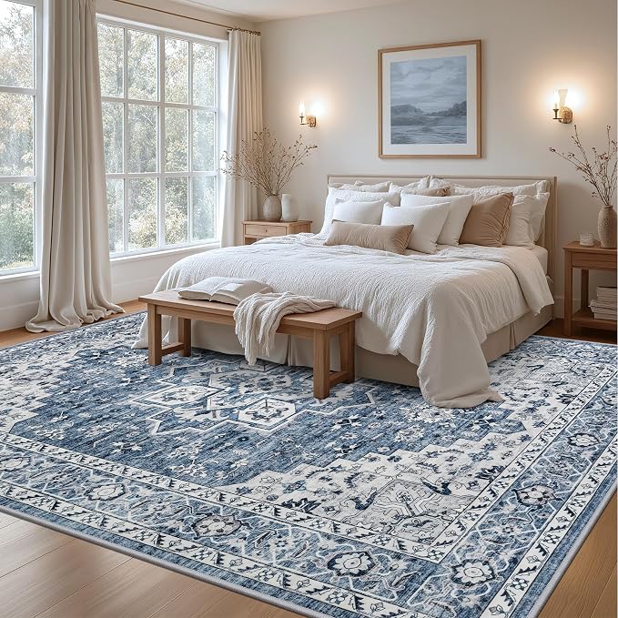 8x10 Area Rugs Living Room: Washable Vintage Rug - Image 4