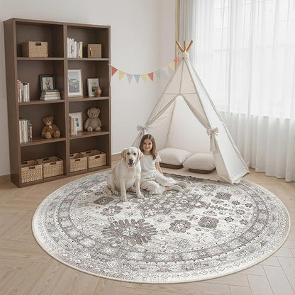 Round Rug 8ft, Circle Rug for Dining Room Table, Dining Room, Nursery Room by Zesthome