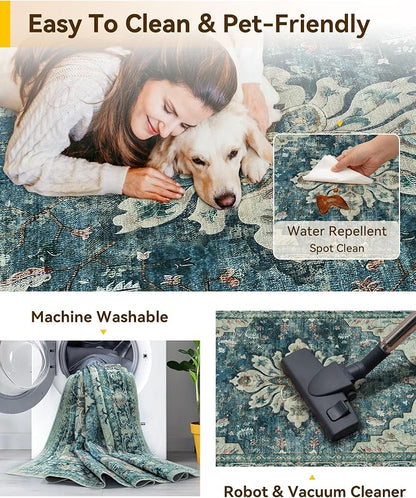 RELEANY Washable Area Rug, Runner 2'6"x8', Water Repellent, Pet Friendly - Image 3