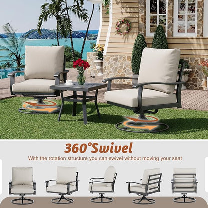 HOMREST Patio Furniture Sets 7 PCS Outdoor Metal Conversation Sets, 360 Degree - Image 2
