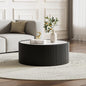SSLine Round Drum Coffee Table Modern Sintered Stone Top Coffee Table in Black by SSLine