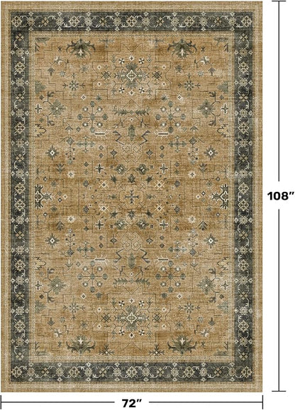 Vintage Taupe Sage 6x9 Rug for Living Room - Image 2