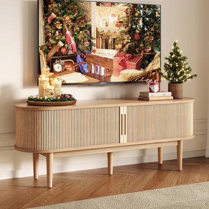 LINSY Home TV Stand for 65" TV, Mid-Century Modern 58" Entertainment Center by LINSYHOME