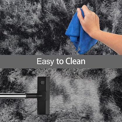 Small Tie-Dyed Area Rug for Bedroom 2x3 Mini Black Grey Fluffy Rug Mat Bedside - Image 7