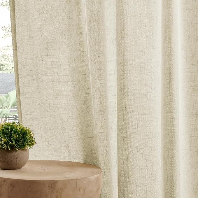 Joydeco Linen Curtains 84 Inch Length 2 Panel Sets, Light Filtering Curtains - Image 4