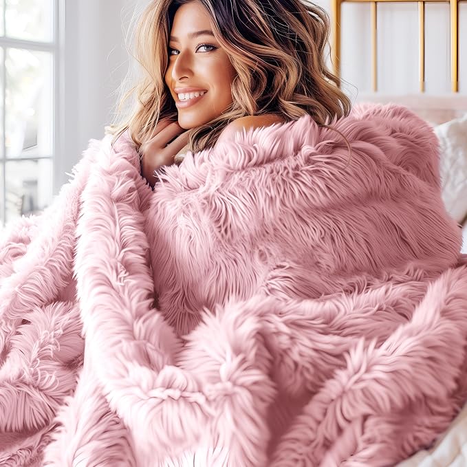 Bedsure GentleSoft Fluffy Pink Blankets Queen Size - Image 2