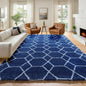6x9 Area Rugs for Living Room Bedroom, Fluffy Navy and White Geometric Rug | by ONASAR