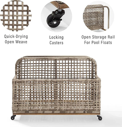 Crosley Furniture Ridley Wicker Outdoor Storage Pool Caddy - Image 4