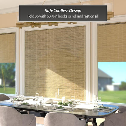 Red Lantern Burnt Bamboo Cordless Window Shade - Image 3