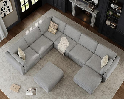 Oversized Modular Sectional Sofa, Solid Wood Frame, Removable Washable Cover - Image 4