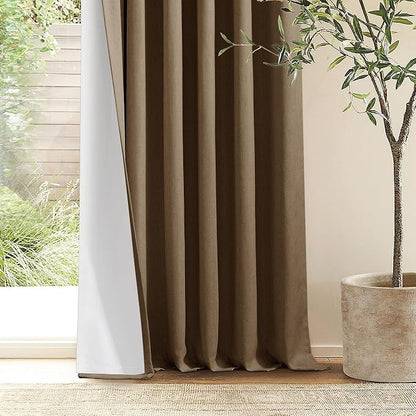 Dutch Cocoa Pinch Pleated 100% Blackout Linen Bedroom Curtains 96 Inch Long | - Image 9
