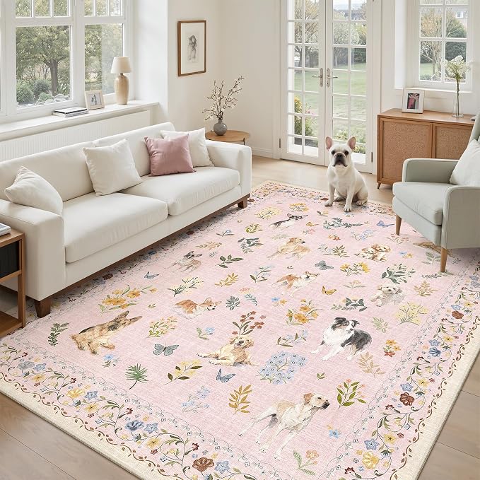 Soalmost Dog 6x9 Pink Area Rugs - Image 2