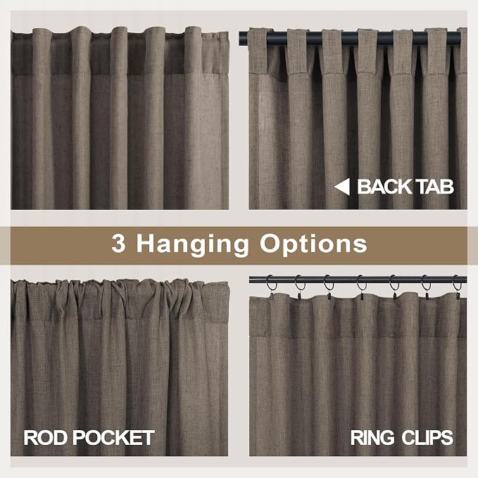 Chocolate Brown Curtains for Living Room 84 Inch Length 2 Panels Set Light - Image 5