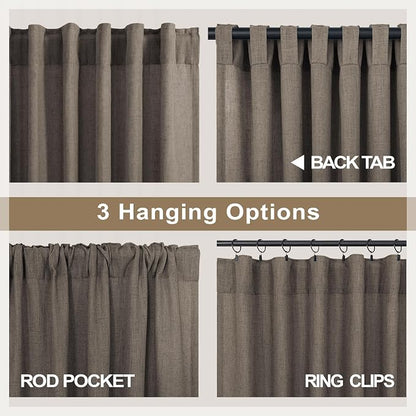 Chocolate Brown Curtains for Living Room 84 Inch Length 2 Panels Set Light - Image 5