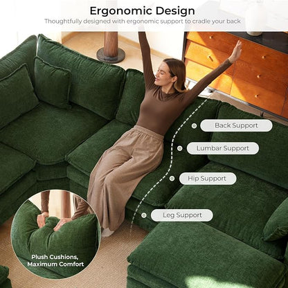 ELUCHANG 114" Oversized V-Shaped Cloud Couch Modular Sectional Sofa - Image 5