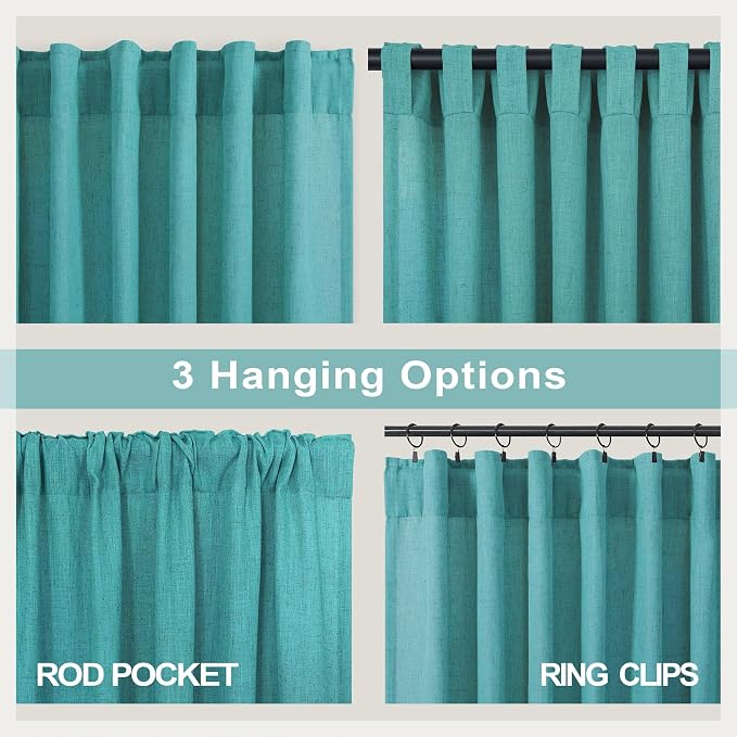 Pitalk Light Filtering Teal Sheer Curtains 108 Inches Long 2 Panels Set - Image 5