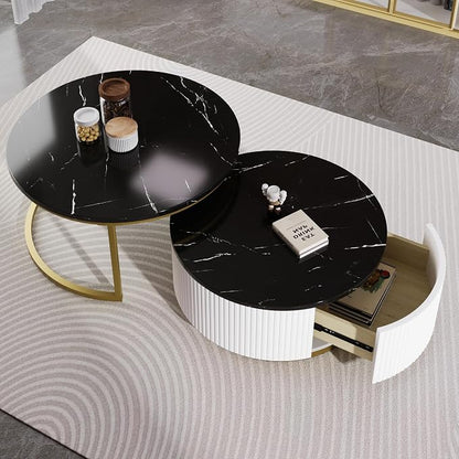 27.6" Modern Round Nesting Coffee Table Fluted - Image 4