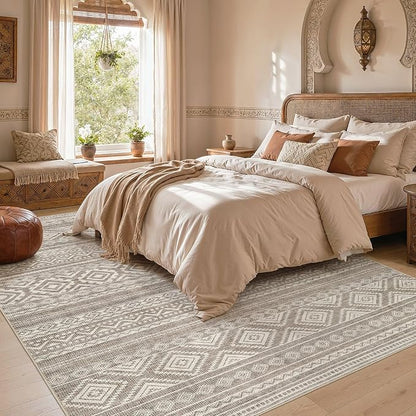 cotiled Boho 5x8 Area Rugs for Living Room: Soft Moroccan Washable Rug | Solve - Image 5