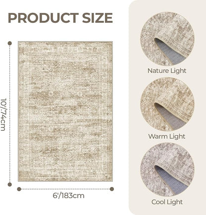 6x9 Area Rugs for Living Room, Large Washable Rug, Dining Room, Low Pile - Image 2