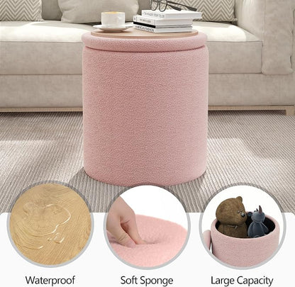 Cmishe Ottoman Poufs with Storage, Soft Upholstered Vanity Stool - Image 3